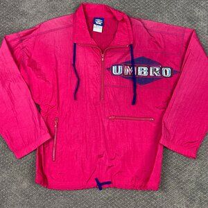 Vintage Umbro Windbreaker Jacket Adult Small Neon Pink Men's Women's